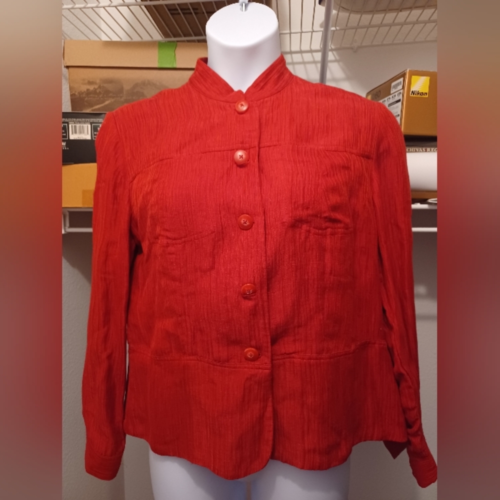 Coldwater Creek red linen jacket size large never worn